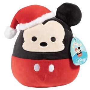 Disney Squishmallows Christmas Mickey Mouse Plush 10" Santa Hat Winter Holiday